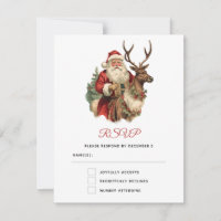 Vintage Santa Claus Andando em uma Reindeer no Nat