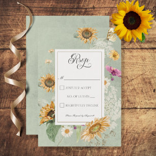 Cartão RSVP Vintage Summer Sunflower Floral