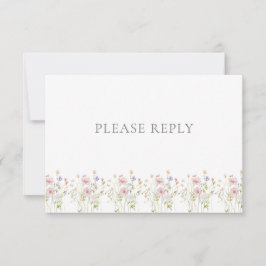 Cartão RSVP Vintage Wildflower Monograma QR Code Jarden Casame