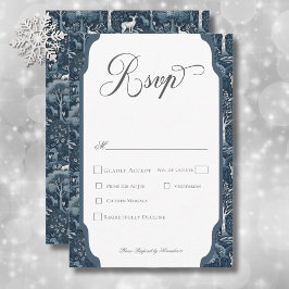 Cartão RSVP Vintage Winter William Morris Elegant Wedding