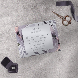 Cartão RSVP Violeta Ousado Floral Abstrato Ameixa Malva