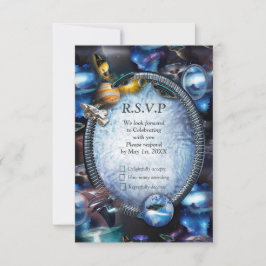 Cartão RSVP Visitantes da Galáxia no espaço