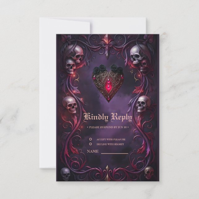 Cartão RSVP Vows Beyond the Veil – Gothic Wedding Art  (Frente)