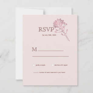 Cartão RSVP VP Botânica cor-de-rosa