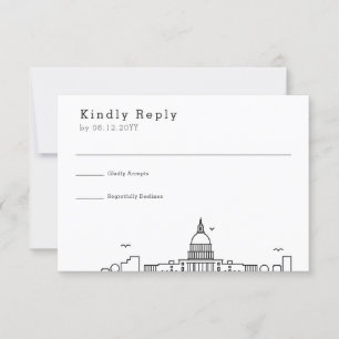 Cartão RSVP Washington DC que Wedding a skyline estilizado