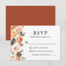 Cartão RSVP Watercolor Autumn Floral Wedachotta