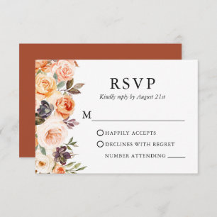 Cartão RSVP Watercolor Autumn Floral Wedachotta