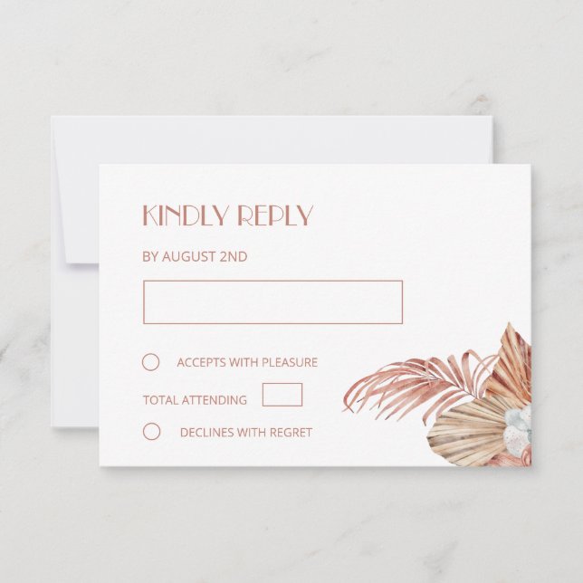 Cartão RSVP Watercolor Boho Wedding (Frente)