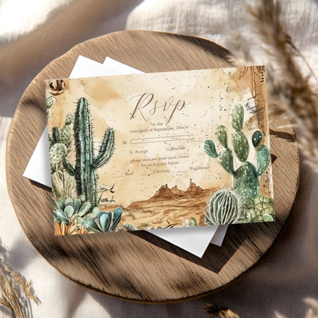 Cartão RSVP Watercolor Boho Western (Criador carregado)