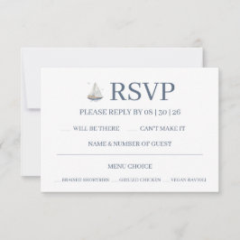 Cartão RSVP Watercolor Coastal Seascape Wedding 