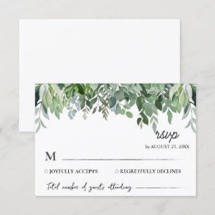 Cartão RSVP Watercolor Eucalyptus Deixa Casamento Verde