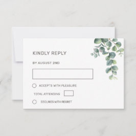 Cartão RSVP Watercolor Eucalyptus Leaves Wedding