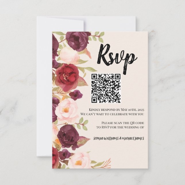 Cartão RSVP Watercolor Floral (Frente)