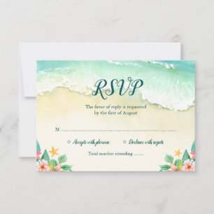Cartão RSVP Watercolor Floral Beach Bat Mitzvah