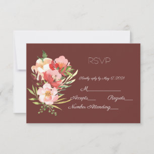 Cartão RSVP Watercolor Garden Rose Bouquet