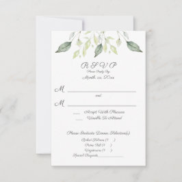Cartão RSVP Watercolor Green Deixa Casamento Elegante