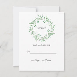Cartão RSVP Watercolor Green Olive Wreath