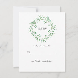 Cartão RSVP Watercolor Green Olive Wreath