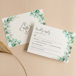 Cartão RSVP Watercolor Greenery Eucalyptus Deixa Casamento
