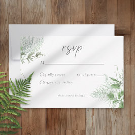 Cartão RSVP Watercolor Greenery Fern Rustic Wedding