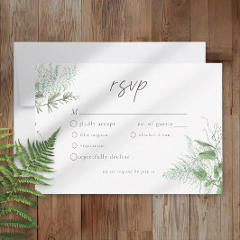 Cartão RSVP Watercolor Greenery Fern Rustic Wedding