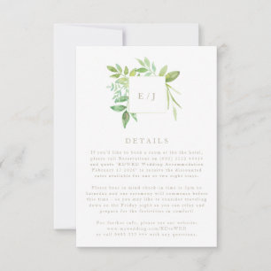Cartão RSVP Watercolor Greenery Leaf Wreath Detalhes do casame