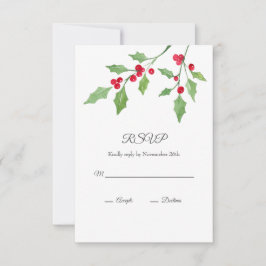 Cartão RSVP Watercolor Holly Sprigs
