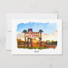 Cartão RSVP Watercolor Las Vegas - Sinal Casamento
