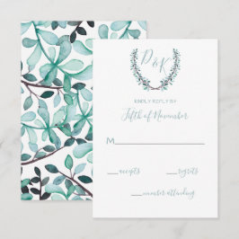 Cartão RSVP Watercolor Laurel Sair Monograma Wedding