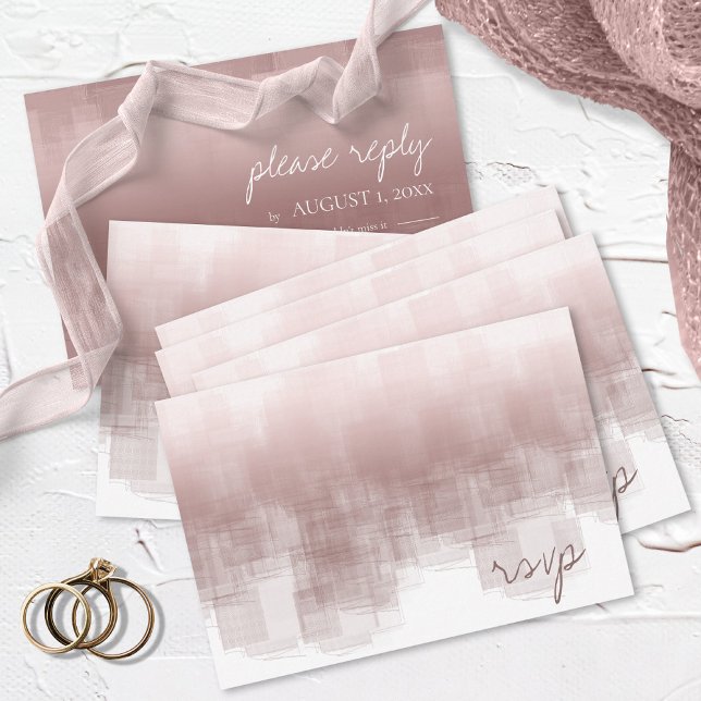 Cartão RSVP Watercolor Refletions Wedding Cinnamon Rosa ID774 (Criador carregado)