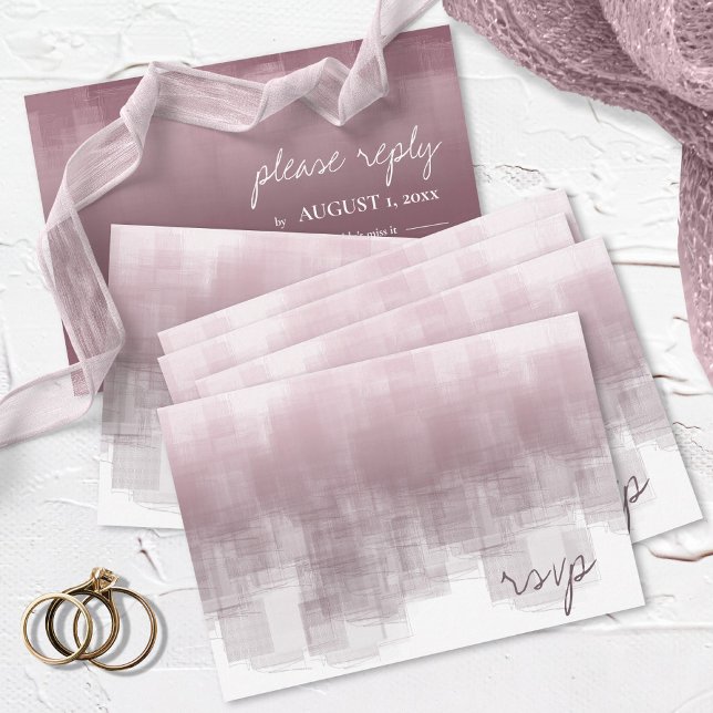 Cartão RSVP Watercolor Refletions Wedding Mauve ID774 (Criador carregado)