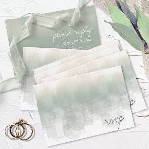 Cartão RSVP Watercolor Refletions Wedding Sage ID774