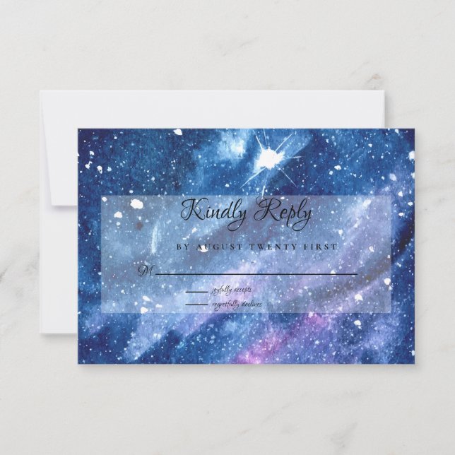 Cartão RSVP Watercolor Starry Night Sky (Frente)