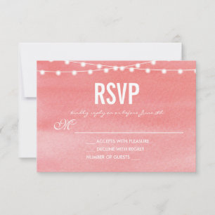 Cartão RSVP Watercolor String Luzes Casamento
