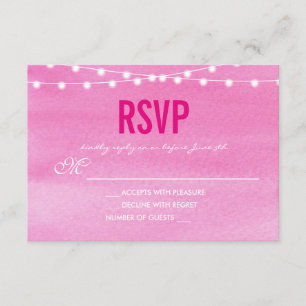 Cartão RSVP Watercolor String Luzes Casamento