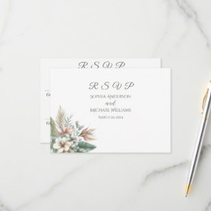 Cartão RSVP Watercolor Tropical Elegance-Wedding-