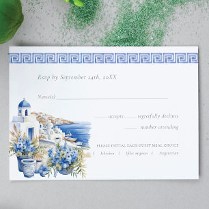 Cartão RSVP Watercolor Wedding Santorini
