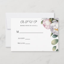 Watercolor White Peonies Wedding