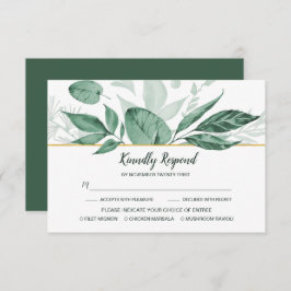 Cartão RSVP Watercolor Wild Deixa Casamento Verde Caçador