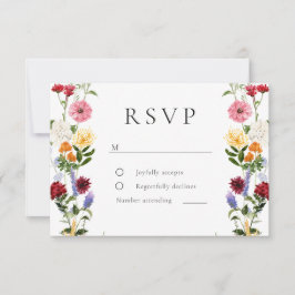 Cartão RSVP Watercolor Wildflowers Spring Summer Wedding