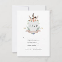 Watercolor Woodland Laurel Crest Casamento