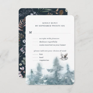 Cartão RSVP Watercolor Woodland Owl Botanical w Meal