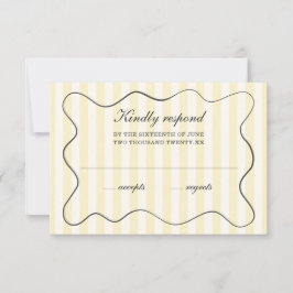 Cartão RSVP Wavy Frame Soft Yellow Striped Wedding 