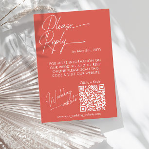 Cartão RSVP Web site de código QR de Participação Vermelha de 