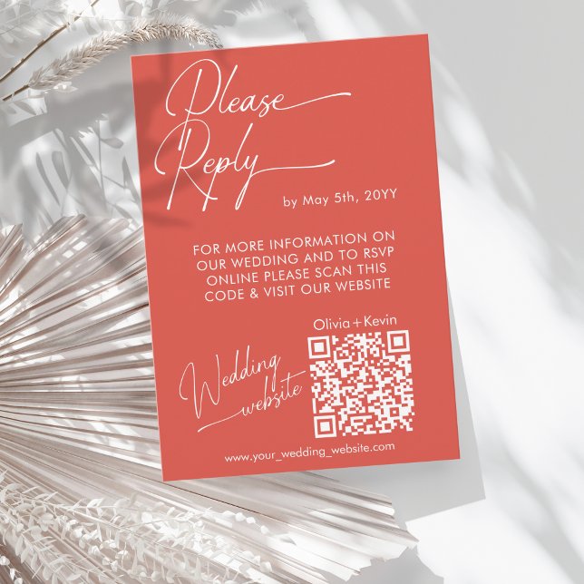 Cartão RSVP Web site de código QR de Participação Vermelha de  (Criador carregado)