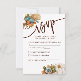 Cartão RSVP Wedding Attendance Response Card