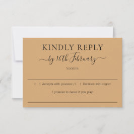 Cartão RSVP Wedding Burly Wood Sand Kindly Reply