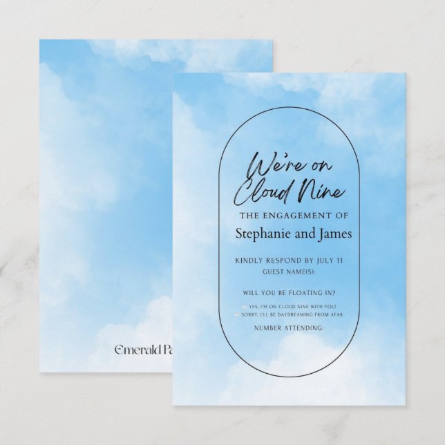 Cartão RSVP We're On Cloud Nine Response Card (Frente/Verso)