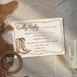 Cartão RSVP Western Cowboy Boots Barn Wedding Meal Choice<br><div class="desc">Simple rustic hand-drawn western style "nothing fancy just love" wedding design with rope frame,  cowboy boots,  and a champagne flute,  for a casual wedding or elopement celebration.</div>