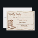 Cartão RSVP Western Cowboy Boots Barn Wedding Meal Choice<br><div class="desc">Simple rustic hand-drawn western style "nothing fancy just love" wedding design with rope frame,  cowboy boots,  and a champagne flute,  for a casual wedding or elopement celebration.</div>